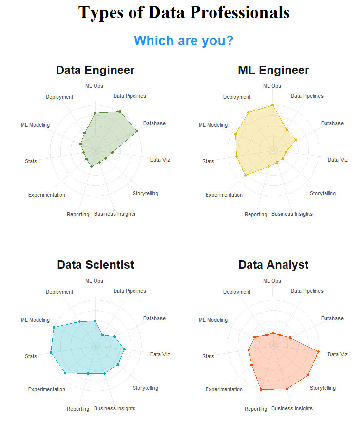 Types of Data Professionals Radar Plot