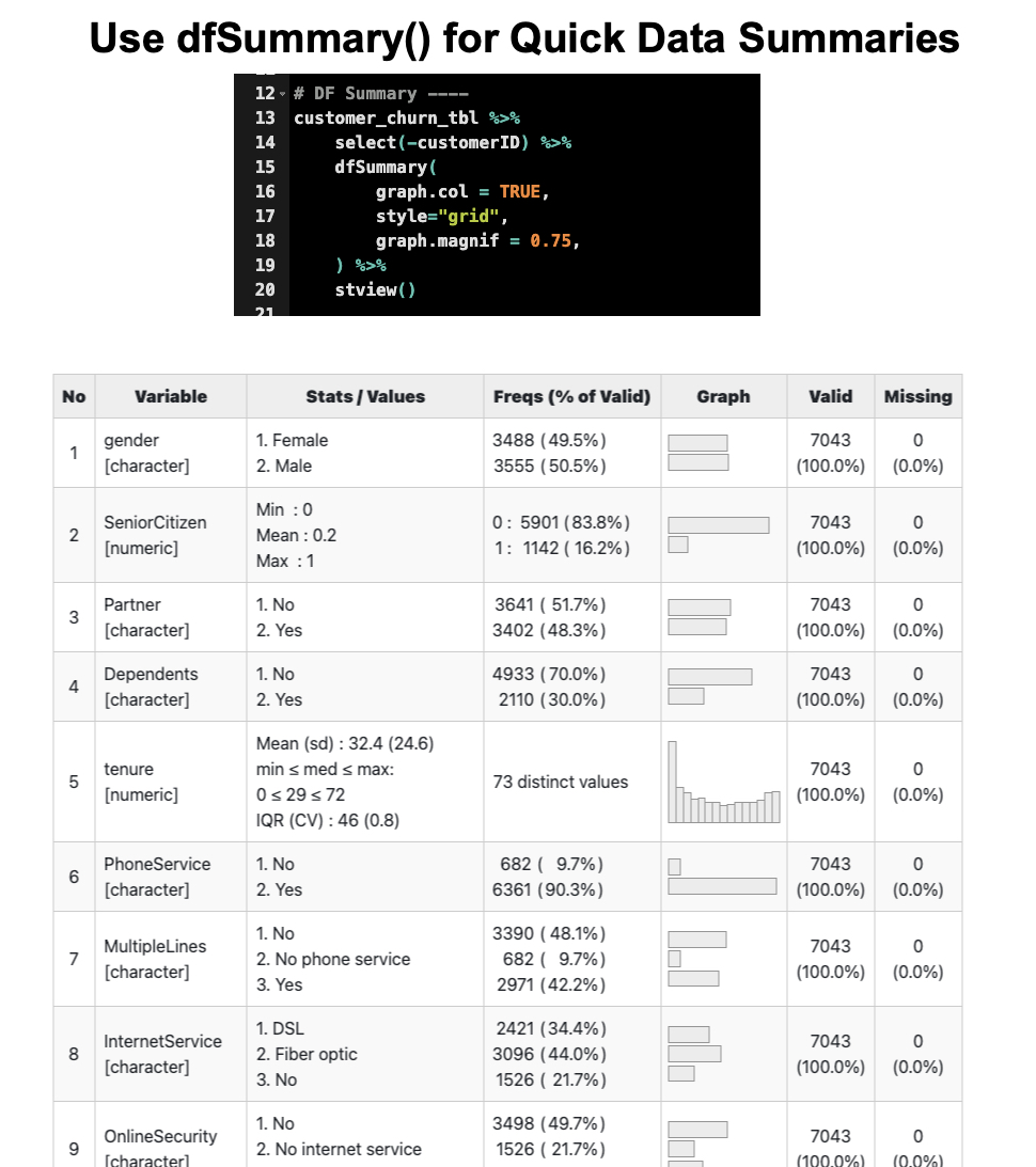 dfSummary for Quick Data Summaries