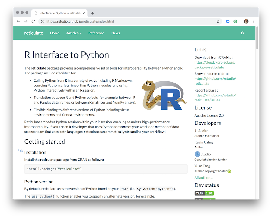 reticulate for connecting Python and R