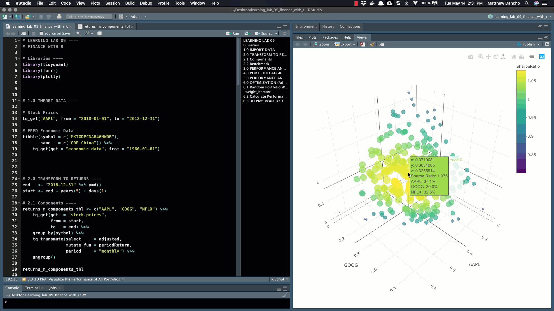 Tidyquant Portfolio Optimization Code