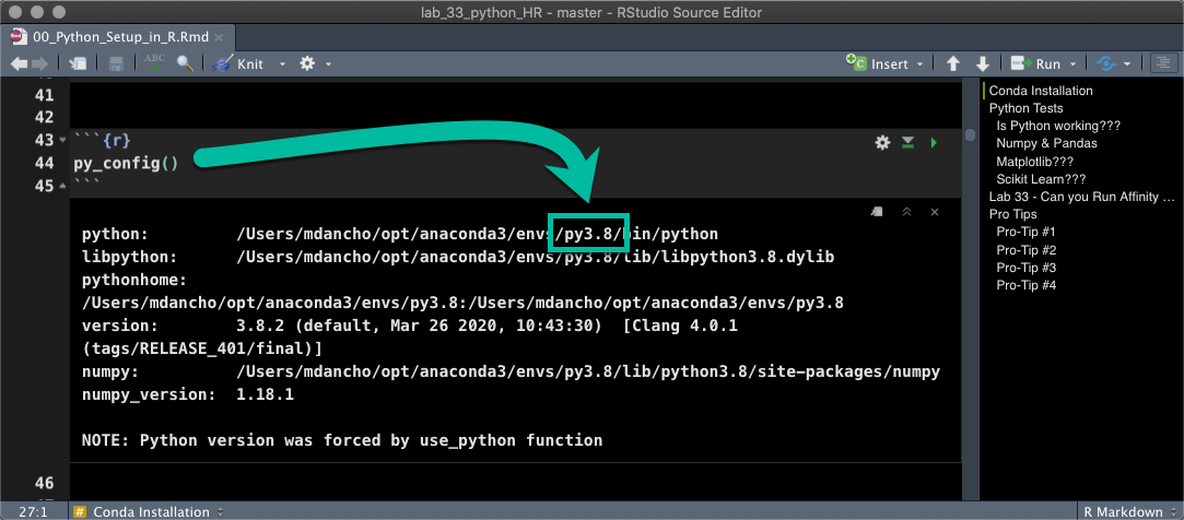 Conda List Rmarkdown