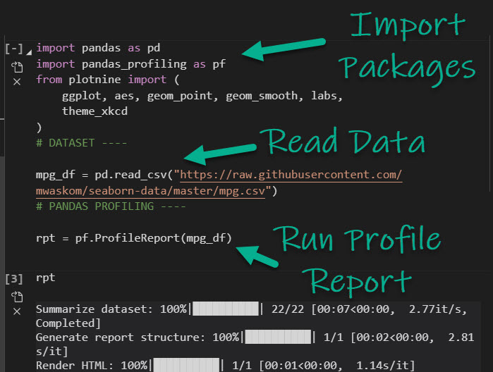 Pandas Profiling Code