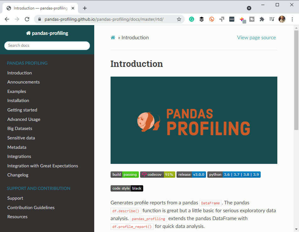 Pandas Profiling Documentation