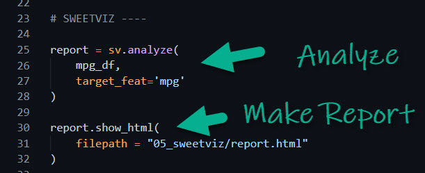 SweetViz Report Code