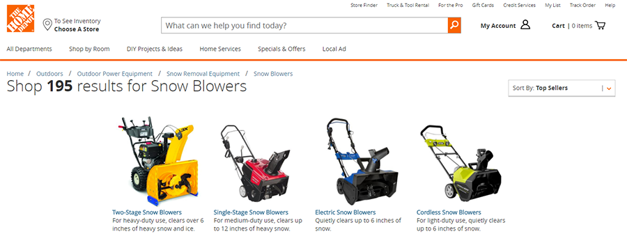 Home Depot Snow Blower