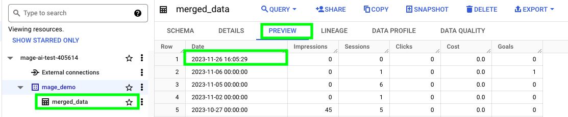 BigQuery Table