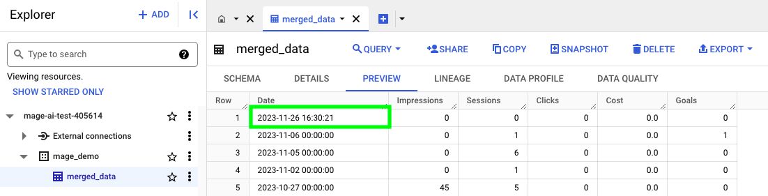 BigQuery Table