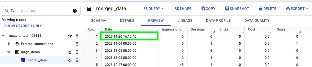 BigQuery Table