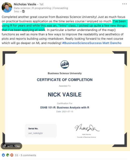 Nick Vasile Testimonial