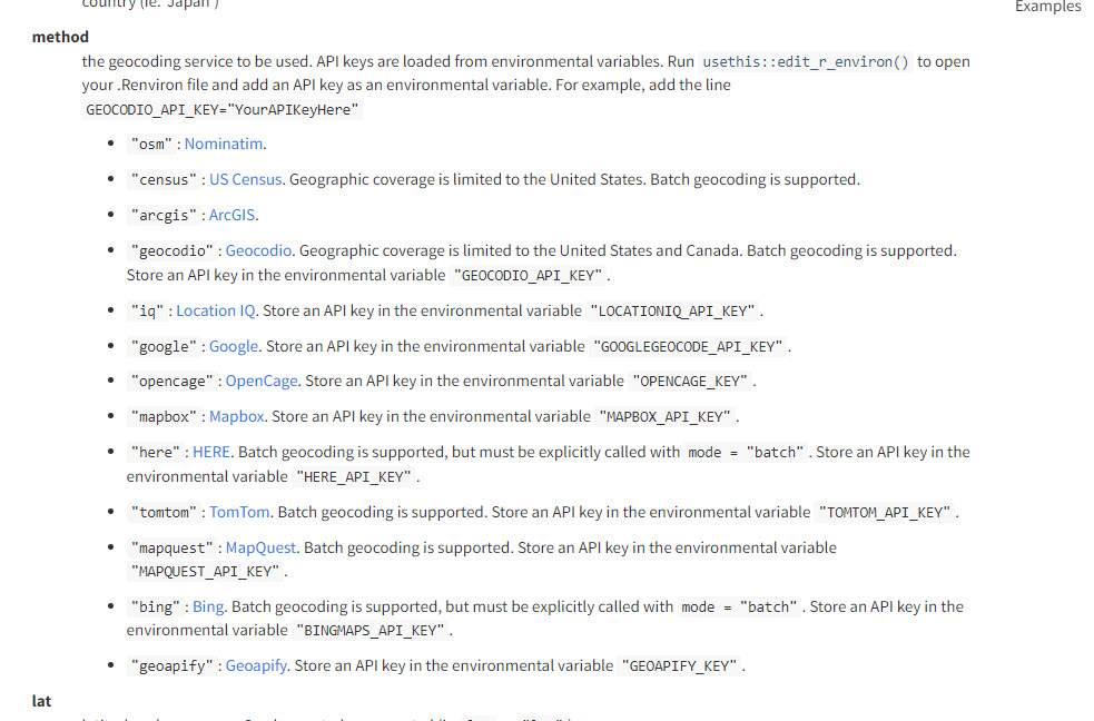 Tidygeocoder method argument