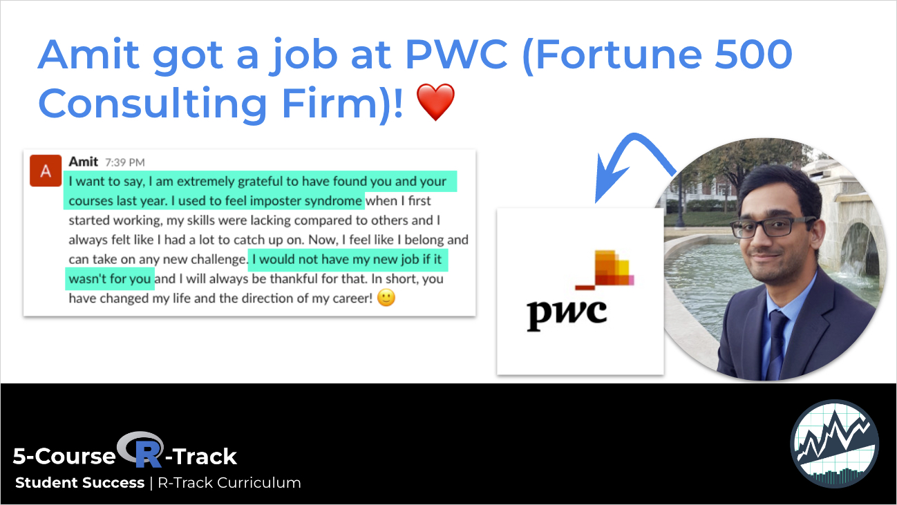 Amit got a job at PWC (Fortune 500 Consulting Firm)!