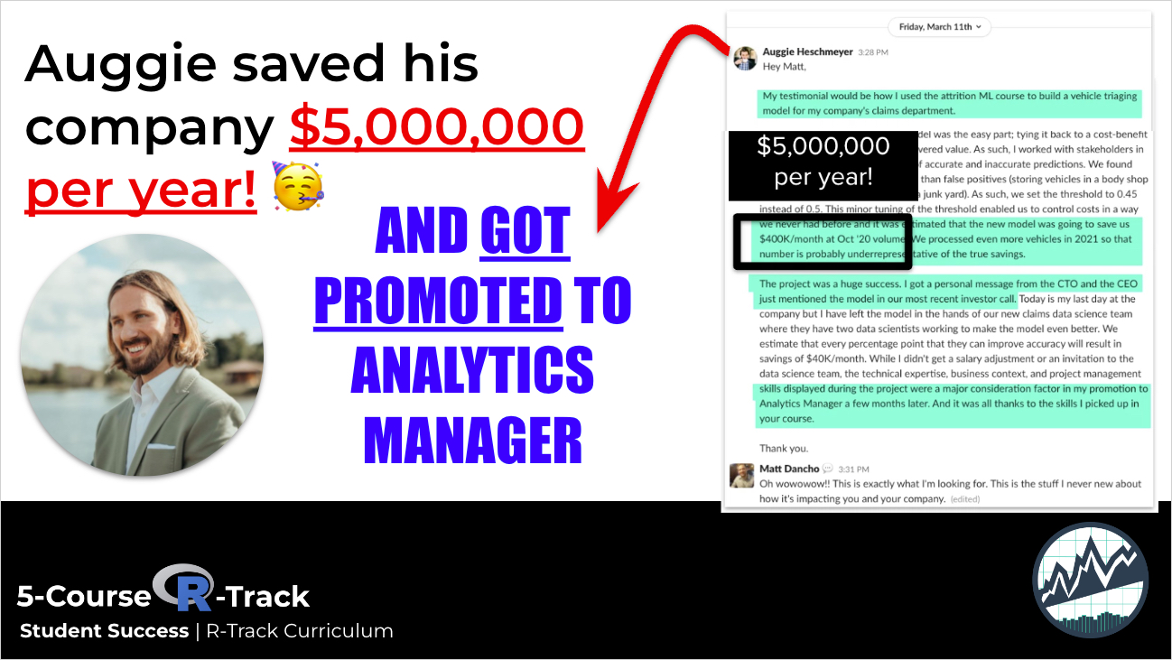 Auggie saved his company $5,000,000 per year!